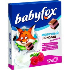 Шоколад KDV BabyFox молочный и белый с малиной, Россия, 90 г