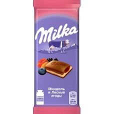 Шоколад MILKA молочный с двухслойной начинкой: минд. и лесн. ягоды, Россия, 85 г