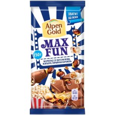 Шоколад молочный ALPEN GOLD Max Fun с мармеладом со вкусом колы, попкорна и взрывной карамели, 150г, Россия, 150 г