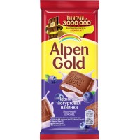 Шоколад молочный ALPEN GOLD с чернично-йогуртовой начинкой, 85г, Россия, 85 г