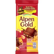 Шоколад молочный ALPEN GOLD с соленым арахисом и крекером, 85г, Россия, 85 г