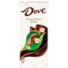 Шоколад молочный DOVE с дробленым фундуком, 90г, Россия, 90 г