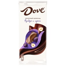 Шоколад молочный DOVE с изюмом и дробленым фундуком, 90г, Россия, 90 г