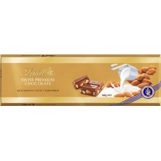Шоколад молочный LIND Swiss Premium Chocolate с цельным миндалем, 300г, Швейцария, 300 г