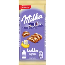 Шоколад молочный MILKA Bubbles бананово-йогуртовая начинка, пористый, 97г, Россия, 97 г