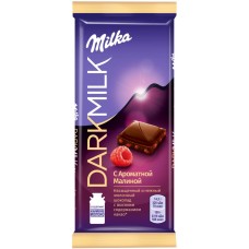 Шоколад молочный MILKA Dark Milk с ароматной малиной, 85г, Россия, 85 г