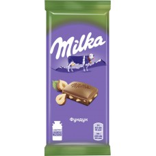 Шоколад молочный MILKA с фундуком, 90Г, Россия, 90 г