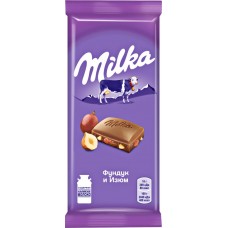 Шоколад молочный MILKA с фундуком и изюмом, 90г, Россия, 90 г