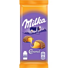 Купить Шоколад молочный MILKA с карамельной начинкой, 90г, Россия, 90 г в Ленте