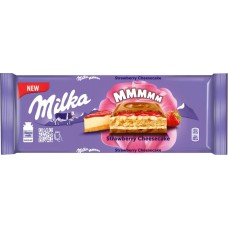 Купить Шоколад молочный MILKA Strawberry Cheesecake с клубничной начинкой со вкусом чизкейка, 300г, Австрия, 300 г в Ленте