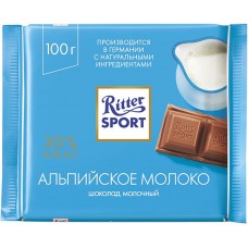 Шоколад молочный RITTER SPORT Альпийское молоко, 100г, Германия, 100 г