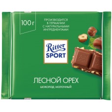 Купить Шоколад молочный RITTER SPORT Цельный лесной орех, 100г, Германия, 100 г в Ленте