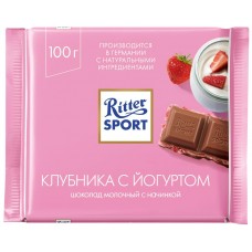 Купить Шоколад молочный RITTER SPORT Клубника с йогуртом, 100г, Германия, 100 г в Ленте