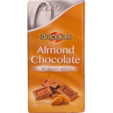 Шоколад QUICKBURY молочный с миндалем без добавления сахара 28% какао, Испания, 75 г