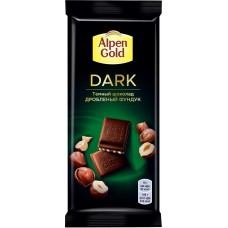 Шоколад темный ALPEN GOLD Dark с дробленым фундуком, 80г, Россия, 80 г