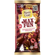 Шоколад темный ALPEN GOLD Max Fun Пряная вишня и золотые цукаты, 150г, Россия, 150 г