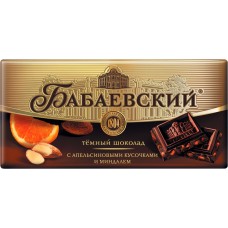 Шоколад темный БАБАЕВСКИЙ с апельсиновыми кусочками и миндалем, 100г, Россия, 100 г