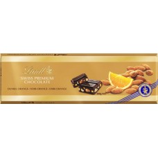 Шоколад темный LIND Swiss Premium Chocolate с апельсином и миндалем, 300г, Швейцария, 300 г