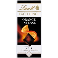 Шоколад темный LINDT Excellence с апельсином и миндалем, 100г, Швейцария, 100 г