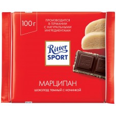 Шоколад темный RITTER SPORT с благородным марципаном, 100г, Германия, 100 г