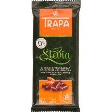 Шоколад TRAPA молочный с миндалем и со стевией, Испания, 75 г