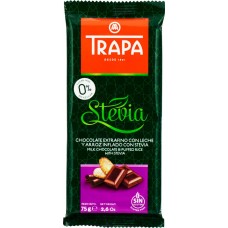 Шоколад TRAPA молочный с воздушным рисом и со стевией, Испания, 75 г