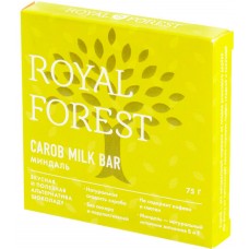 Шоколадная плитка ROYAL FOREST Carob milk bar Миндаль, 75г, Россия, 75 г