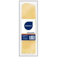 Сыр BONVIDA Маасдам 45%, нарезка, без змж, 600г, Россия, 600 г