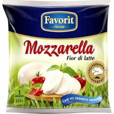 Сыр FAVORIT CHEESE Mozzarella Flor di latte 45%, без змж, 250г, Россия, 250 г