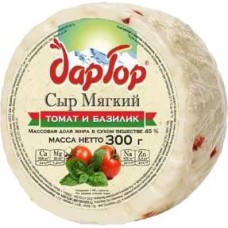 Сыр мягкий ДАР ГОР Томат и базилик 45%, без змж, 300г, Россия, 300 г