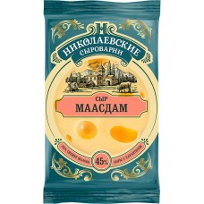 Сыр НИКОЛАЕВСКИЕ СЫРОВАРНИ Маасдам 45%, без змж, 200г, Россия, 200 г