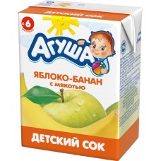 Сок АГУША Яблоко-банан без сахара с 6 месяцев, 200мл, Россия, 200 мл