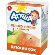 Сок АГУША Яблоко-персик с 5 месяцев, 200мл, Россия, 200 мл