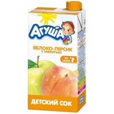 Сок АГУША Яблоко-персик с мякотью, 500мл, Россия, 500 мл
