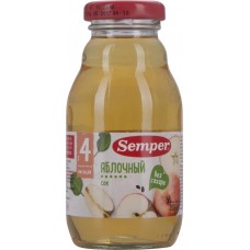 Купить Сок SEMPER Яблоко с витамином С и железом, без сахара, с 4 месяцев, 200мл, Швеция, 200 мл в Ленте