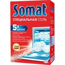 Купить Соль для посудомоечной машины SOMAT, 1,5кг, Россия, 1,5 кг в Ленте