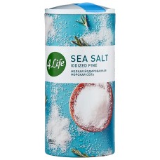 Соль морская 4 LIFE мелкая йодированная высший сорт помол №0, 500г, Россия, 500 г