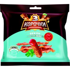 Сухарики ржано-пшеничные ТРИ КОРОЧКИ Бекон + кетчуп Heinz, 85г, Россия, 85 г