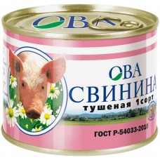 Свинина тушеная ОВА 1-й сорт ГОСТ, 525г, Россия, 525 г