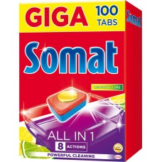 Таблетки для посудомоечной машины SOMAT All in 1 Лимон и Лайм, 100шт, Германия, 100 шт