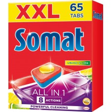 Таблетки для посудомоечной машины SOMAT All in 1 Лимон и Лайм, 65шт, Германия, 65 шт