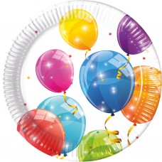Тарелки одноразовые PROCOS Бумажные средние Sparkling Balloons 20 см 8шт 88148, Греция
