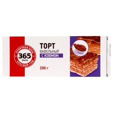 Купить Торт вафельный 365 ДНЕЙ с изюмом, 200г, Россия, 200 г в Ленте