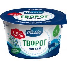Творог мягкий VALIO 4,5%, без змж, 180г, Россия, 180 г