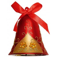 Украшение елочное DECORIS Колокольчик, красный/вишневый/золотой, стекло Арт. 9120147, Китай