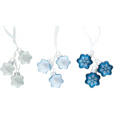 Украшение елочное DECORIS Связка снежинок 4см, синий/голубой/жемчужный, стекло Арт. 9910986, 3шт, Китай