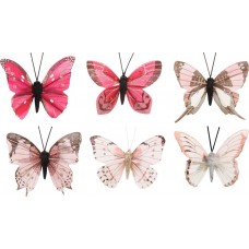 Купить Украшение елочное DEСORIS Изящная бабочка 8,5см, с натуральными перьями Арт. 9985045, 4шт, Китай в Ленте