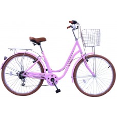 Купить Велосипед городской ACTIWELL City 26", 7 скоростей, с корзиной, розовый, Арт. CTY26ST-UW, Китай в Ленте