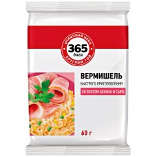 Вермишель 365 ДНЕЙ со вкусом бекона и сыра, 60г, Россия, 60 г