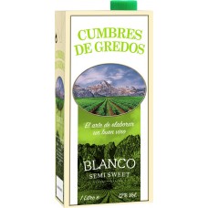 Вино CUMBRES DE GREDOS столовое белое полусладкое, 1л, Испания, 1 L